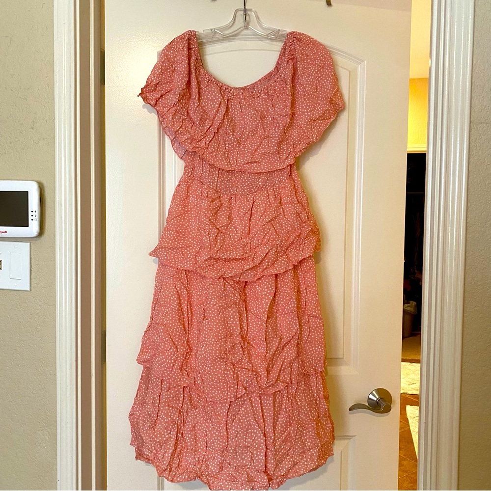 Ruffled off-shoulder dress